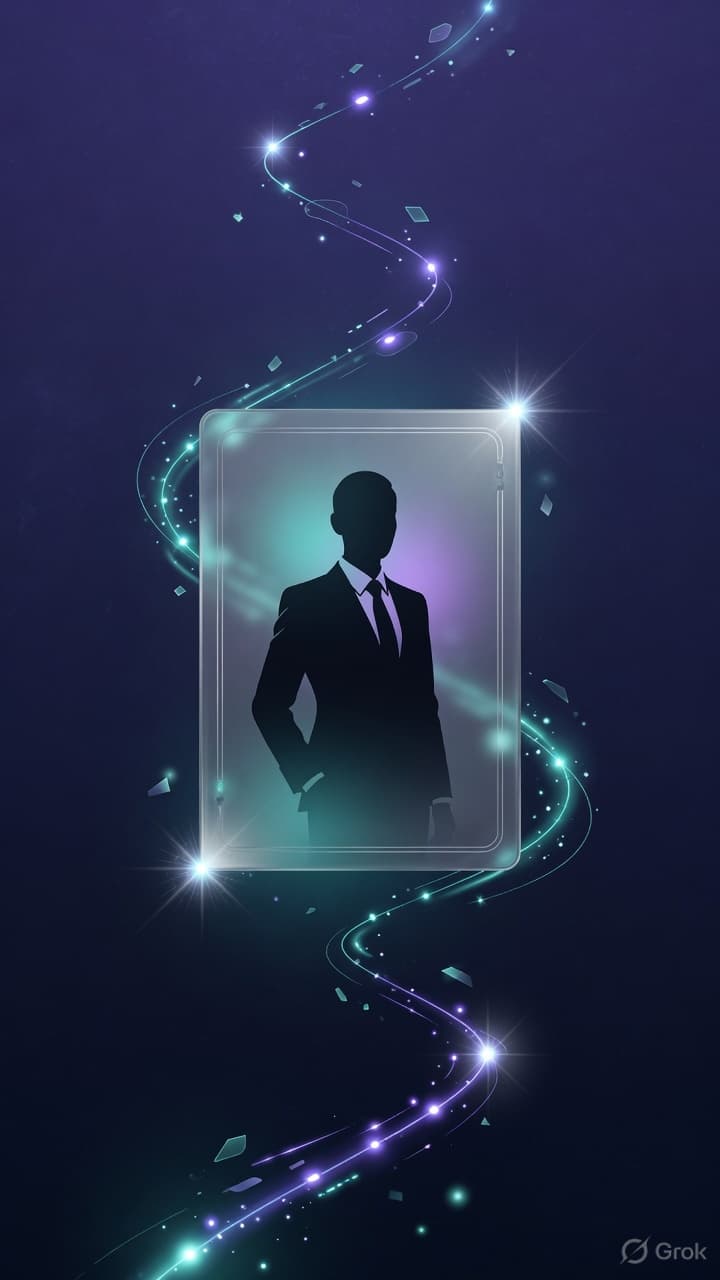 Abstract journey path through a glass persona card