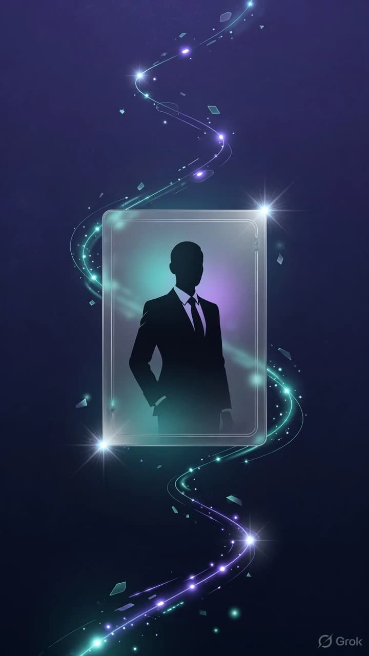 Abstract journey path through a glass persona card